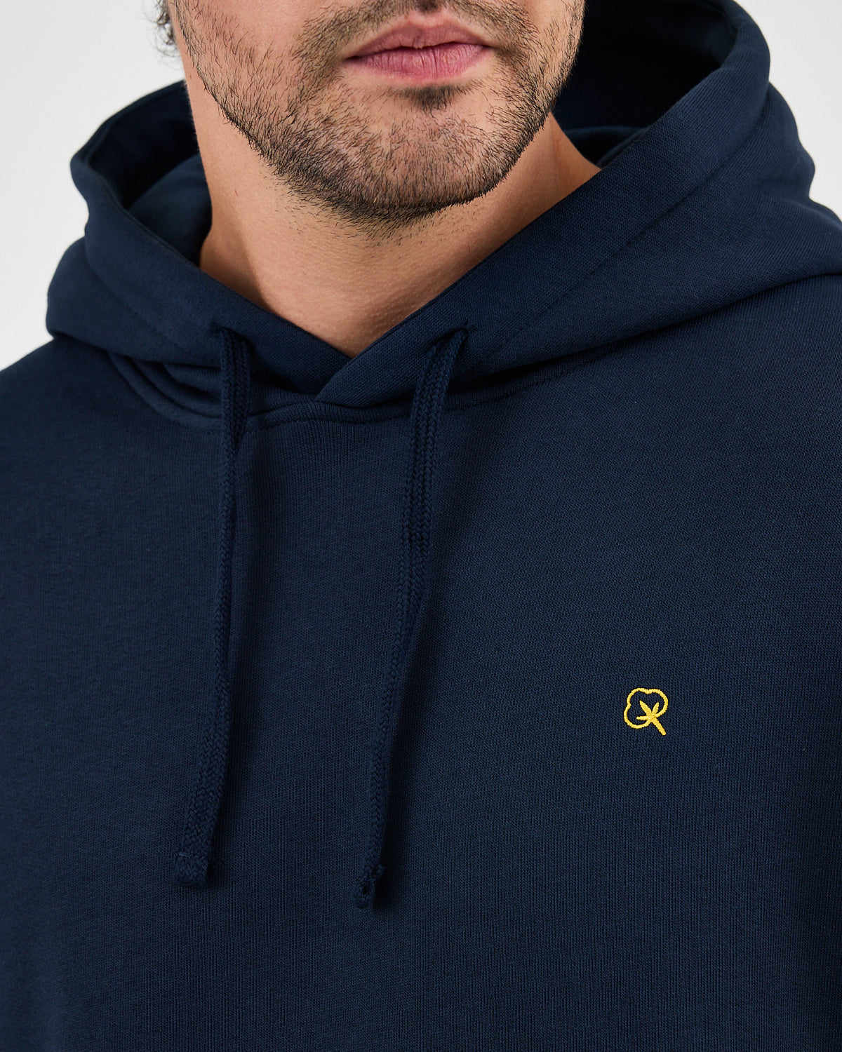 Unisex Yellow Embroidered Organic Cotton Hooded Standard Fit Sweatshirt-1021204
