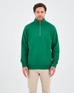 Unisex Yeşil Nakışlı Yarım Fermuarlı Yüksek Yaka Organik Pamuk Standart Kalıp Sweatshirt