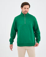 Unisex Yeşil Nakışlı Yarım Fermuarlı Yüksek Yaka Organik Pamuk Standart Kalıp Sweatshirt