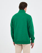 Unisex Yeşil Nakışlı Yarım Fermuarlı Yüksek Yaka Organik Pamuk Standart Kalıp Sweatshirt