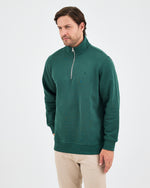 Unisex Koyu Yeşil Nakışlı Organik Pamuk Yarım Fermuarlı Standart Kalıp Sweatshirt