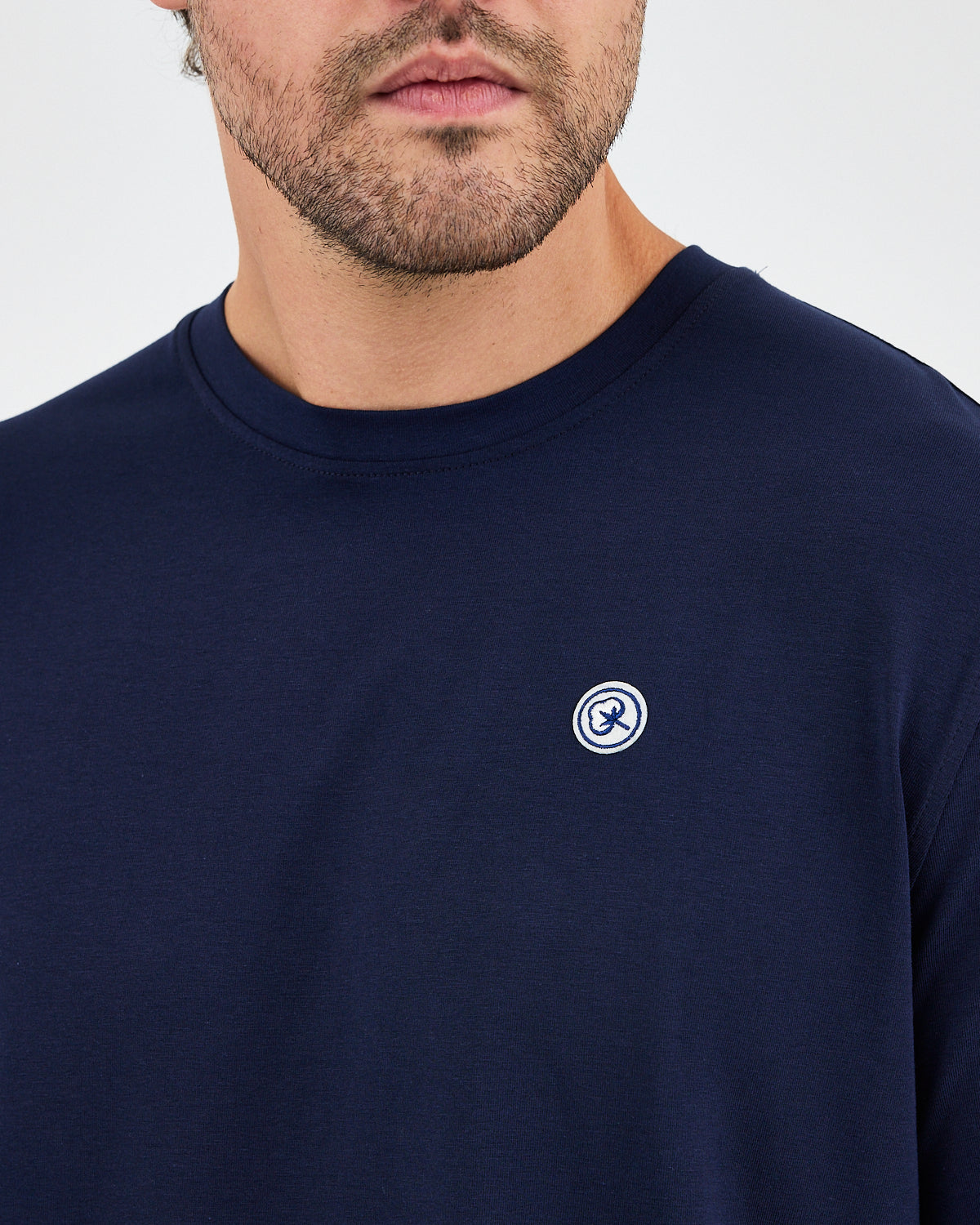 Unisex White Appliqué Logo BCI Certified Cotton Standard Fit Crew Neck T-shirt-10301R04