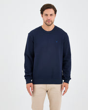Unisex Blue Embroidered Crew Neck Organic Cotton Recycled Polyester Standard Fit Sweatshirt -1010904