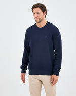 Unisex Blue Embroidered Crew Neck Organic Cotton Recycled Polyester Standard Fit Sweatshirt -1010904