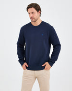 Unisex Blue Embroidered Crew Neck Organic Cotton Recycled Polyester Standard Fit Sweatshirt -1010904