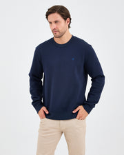 Unisex Blue Embroidered Crew Neck Organic Cotton Recycled Polyester Standard Fit Sweatshirt -1010904