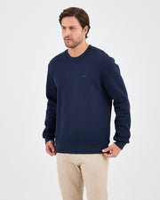 Unisex Blue Embroidered Crew Neck Organic Cotton Recycled Polyester Standard Fit Sweatshirt -1010904