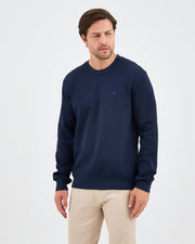 Unisex Blue Embroidered Crew Neck Organic Cotton Recycled Polyester Standard Fit Sweatshirt -1010904