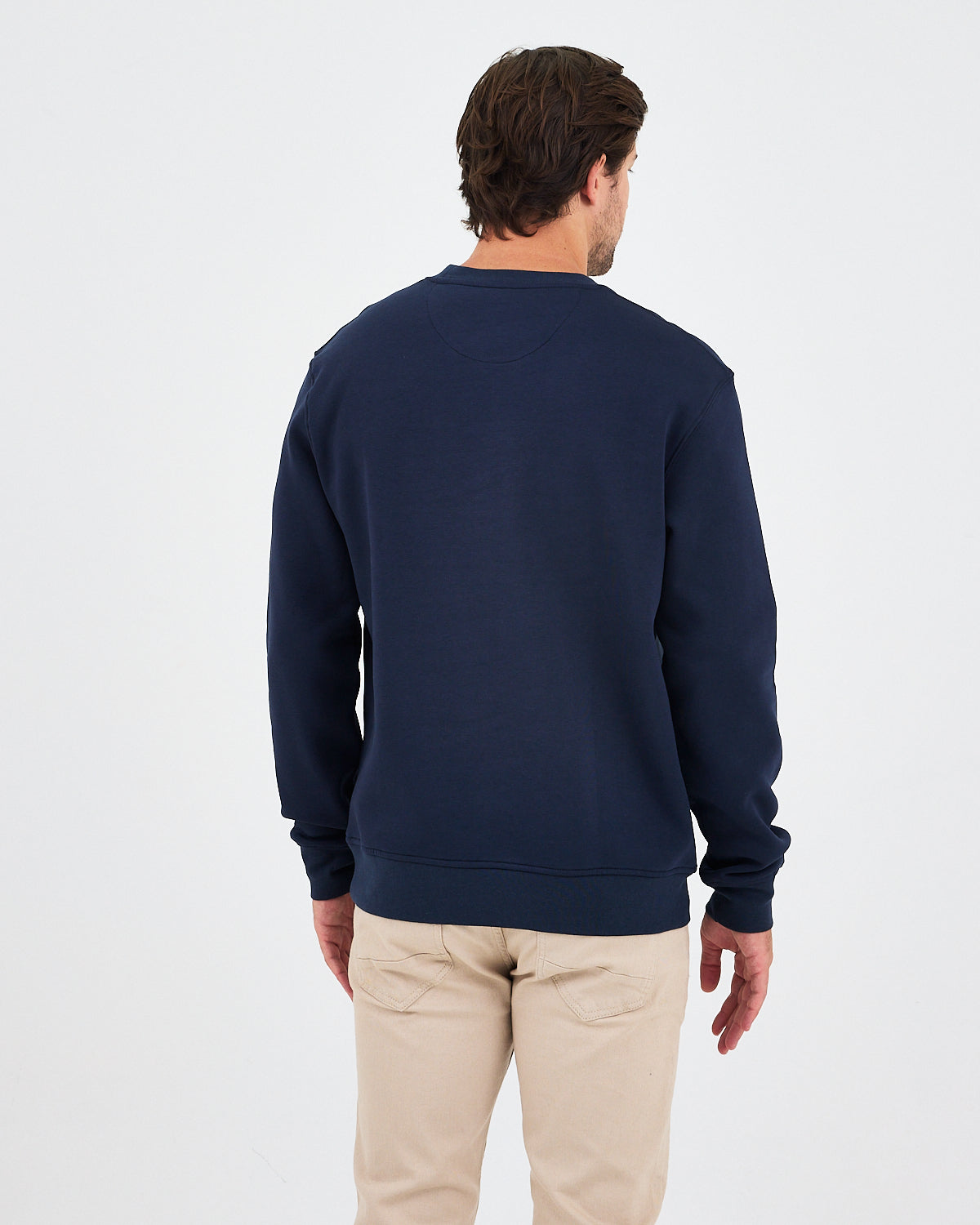 Unisex Blue Embroidered Crew Neck Organic Cotton Recycled Polyester Standard Fit Sweatshirt -1010904