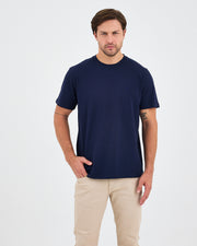Unisex Lacivert Nakışlı Standart Kalıp BCI Sertifikalı Pamuklu T-Shirt