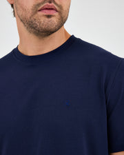 Unisex Lacivert Nakışlı Standart Kalıp BCI Sertifikalı Pamuklu T-Shirt