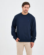 Unisex Blue Embroidered Crew Neck Organic Cotton Relaxed Fit Oversize Sweatshirt -1011104