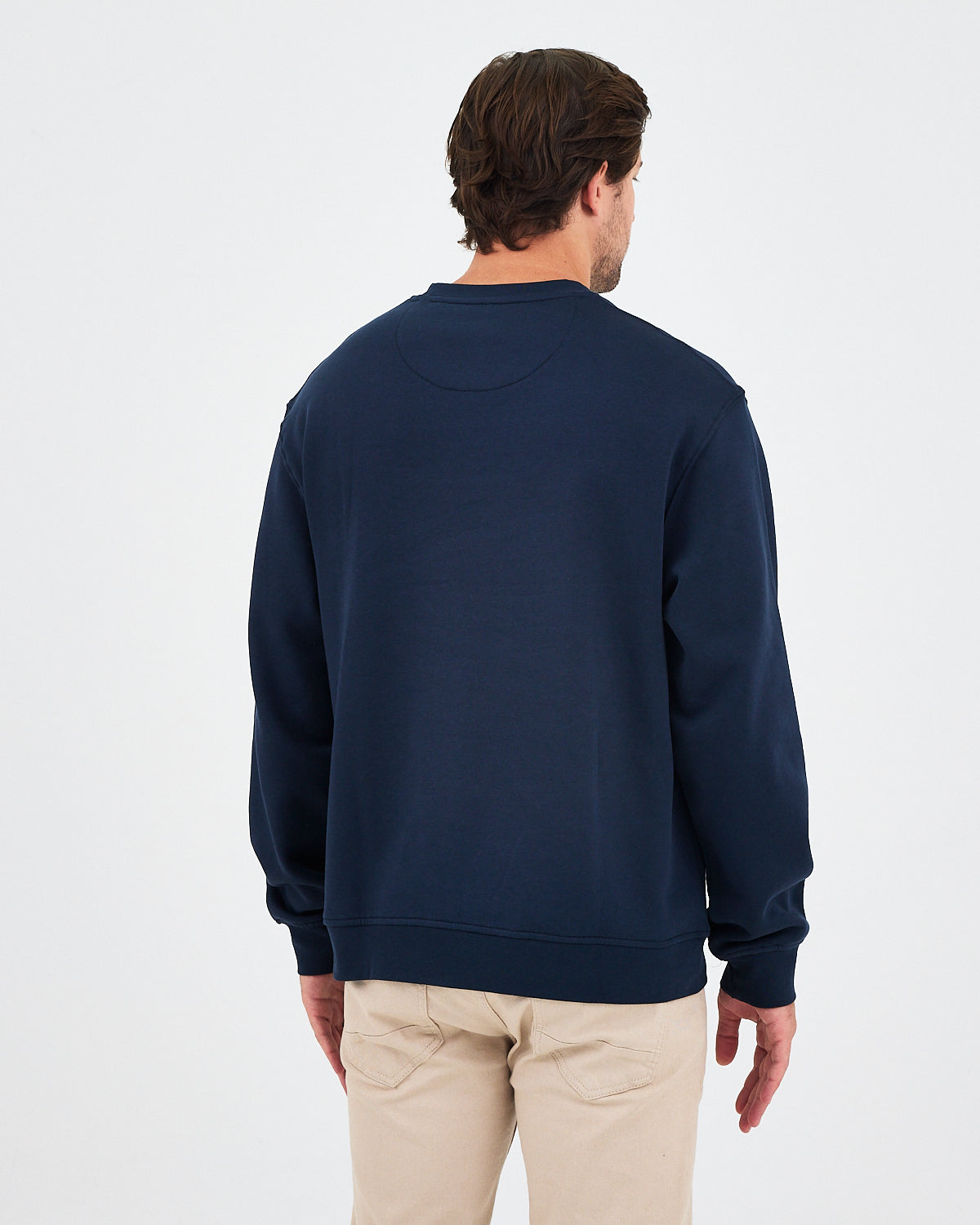 Unisex Blue Embroidered Crew Neck Organic Cotton Relaxed Fit Oversize Sweatshirt -1011104