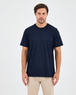 Unisex Blue Embroidered Standard Fit Crew Neck Organic Cotton T-Shirt-1010204