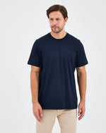 Unisex Blue Embroidered Standard Fit Crew Neck Organic Cotton T-Shirt-1010204