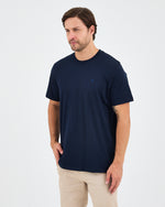 Unisex Blue Embroidered Standard Fit Crew Neck Organic Cotton T-Shirt-1010204