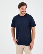 Unisex Blue Embroidered Standard Fit Crew Neck Organic Cotton T-Shirt-1010204
