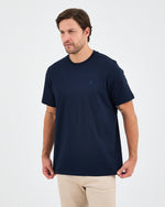 Unisex Blue Embroidered Standard Fit Crew Neck Organic Cotton T-Shirt-1010204