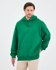 Unisex Yeşil Nakışlı Kapüşonlu Organik Pamuk Oversize Sweatshirt