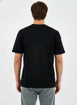 Unisex Siyah Yazı Baskılı Oversize Organik Pamuklu T-Shirt - Happy New Year