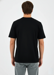 Unisex Siyah Yazı Baskılı Oversize Organik Pamuklu T-Shirt - Happy New Year