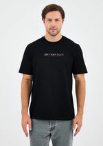 Unisex Siyah Yazı Baskılı Oversize Organik Pamuklu T-Shirt - Happy New Year