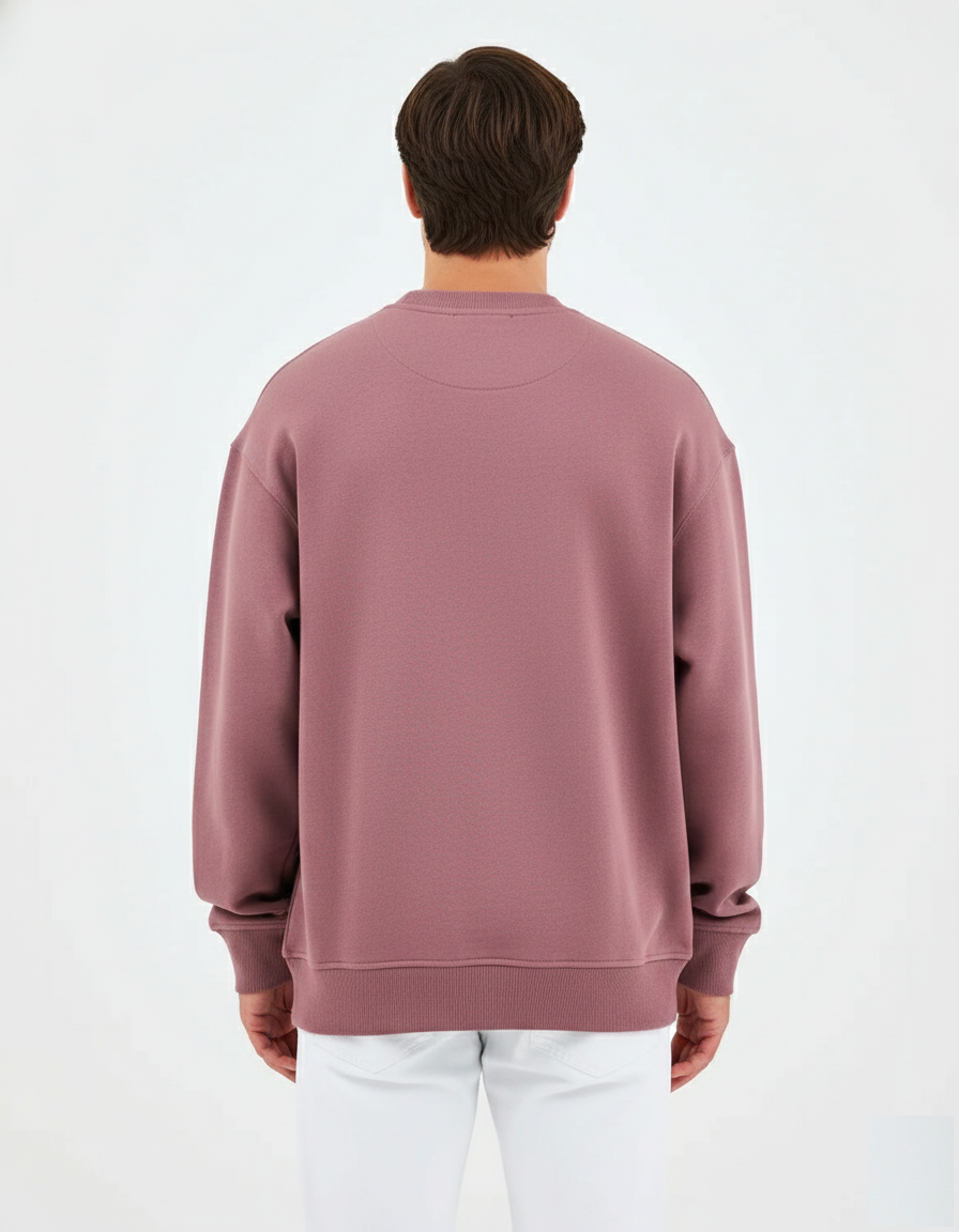 Unisex Gül Kurusu Yazı Baskılı Oversize Sweatshirt - Organik Pamuklu Happy New Year