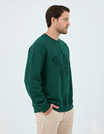 Unisex Turkuaz Yeşili Yazı Baskılı Oversize Sweatshirt - Organik Pamuklu Happy New Year