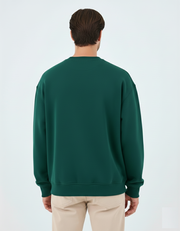 Unisex Turkuaz Yeşili Yazı Baskılı Oversize Sweatshirt - Organik Pamuklu Happy New Year