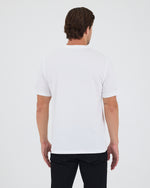 Unisex Beyaz Aplike Logo Organik Pamuk Standart Kesim Bisiklet Yaka T-shirt