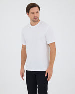 Unisex Beyaz Aplike Logo Organik Pamuk Standart Kesim Bisiklet Yaka T-shirt
