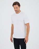 Unisex Beyaz Aplike Logo Organik Pamuk Standart Kesim Bisiklet Yaka T-shirt