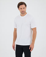 Unisex Beyaz Aplike Logo Organik Pamuk Standart Kesim Bisiklet Yaka T-shirt