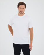 Unisex Beyaz Aplike Logo Organik Pamuk Standart Kesim Bisiklet Yaka T-shirt