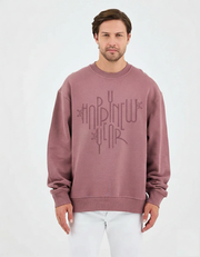 Unisex Gül Kurusu Yazı Baskılı Oversize Sweatshirt - Organik Pamuklu Happy New Year