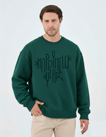 Unisex Turkuaz Yeşili Yazı Baskılı Oversize Sweatshirt - Organik Pamuklu Happy New Year