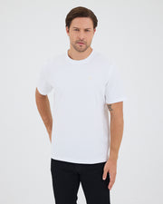 Unisex Beyaz Aplike Logo Detay Standart Kesim BCI Sertifikalı T-Shirt