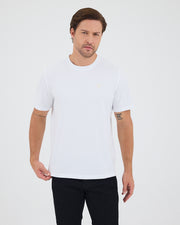 Unisex Beyaz Aplike Logo Detay Standart Kesim BCI Sertifikalı T-Shirt